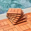 (Set of 10) Hanalei Eucalyptus Interlocking Wooden Decktile in Red Brown