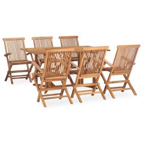 7 Piece Folding Patio Dining Set Solid Teak Wood