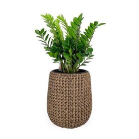 17.3" Self-watering Wicker Planter - Garden Decoration Pot - Natural - Round