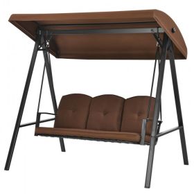 Outdoor 3-Seat Porch Swing with Adjust Canopy and Cushions