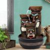 15.5inches Tiki Totem Indoor Tabletop Fountains with LED Light for Office, Room, House, Home Decor