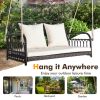 Wicker Hanging Porch Swing with Cushions