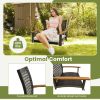 Single Rattan Porch Swing with Armrests Cushion and Hanging Ropes