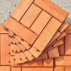 (Set of 10) Hanalei Eucalyptus Interlocking Wooden Decktile in Red Brown