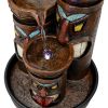 15.5inches Tiki Totem Indoor Tabletop Fountains with LED Light for Office, Room, House, Home Decor