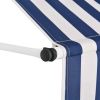 Manual Retractable Awning 59" Blue and White Stripes