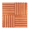 Kaia 6-Slat Reddish Brown Wood Interlocking Deck Tile (Set of 10 Tiles)