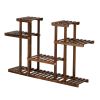 Artisasset 4-Story 12-Seat Indoor And Outdoor Multi-Function Carbonized Wood Plant Stand