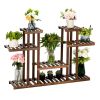 Artisasset 4-Story 12-Seat Indoor And Outdoor Multi-Function Carbonized Wood Plant Stand