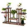 Artisasset 4-Story 12-Seat Indoor And Outdoor Multi-Function Carbonized Wood Plant Stand