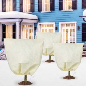 3Pcs Winter Plant Cover Bags with Drawstring 32.67x43.3in Plant Freeze Protector Reusable Non-Woven Plant Frost Blanket for Outdoor Garden Plants