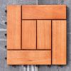 (Set of 10) Hanalei Eucalyptus Interlocking Wooden Decktile in Red Brown