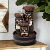 15.5inches Tiki Totem Indoor Tabletop Fountains with LED Light for Office, Room, House, Home Decor