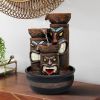 15.5inches Tiki Totem Indoor Tabletop Fountains with LED Light for Office, Room, House, Home Decor