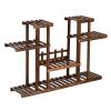 Artisasset 4-Story 12-Seat Indoor And Outdoor Multi-Function Carbonized Wood Plant Stand