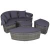 4 Piece Patio Lounge Set with Cushions Poly Rattan Gray