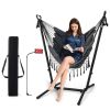 Height Adjustable Hammock Chair with Phone Holder and Side Pocket