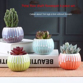 Succulent Bonsai Braised Purple Sand Simple Small Flower Pot (Option: Flow Glaze Petals 4-Ceramic Medium)