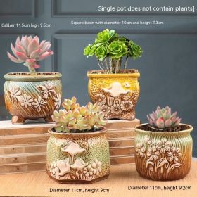 Succulent Bonsai Braised Purple Sand Simple Small Flower Pot (Option: 2204 Simple Large Diameter 4-Ceramic Medium)