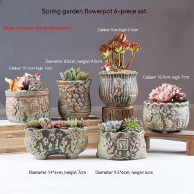 Succulent Bonsai Braised Purple Sand Simple Small Flower Pot (Option: 2217 Spring Garden 6-Ceramic Medium)