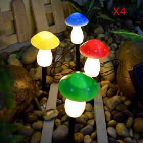 Plastics Solar Mushroom Night Light Outdoor Courtyard Garden Balcony Layout Lawn Waterproof Landscape Decoration Colorful Light (Option: B Mixed color x4)