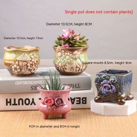 Succulent Bonsai Braised Purple Sand Simple Small Flower Pot (Option: 033 4 Pack Pinches-Ceramic Medium)