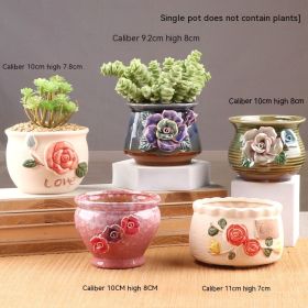 Succulent Bonsai Braised Purple Sand Simple Small Flower Pot (Option: Silver 5-Ceramic Medium)