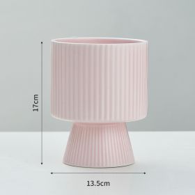 Ceramic Nordic Creative Striped Ceramic Flower Pot (Option: Pink A)