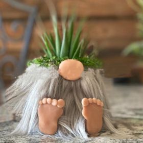 Magic Gnome With Feet Clay Pots (Option: Magic Dwarf Flower Pot Gray-9CM)