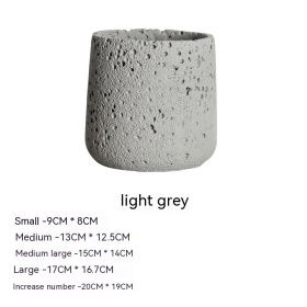 Nordic Cement Flowerpot Creative Volcanic Rock Breathable Greenery Potted Pot With Tray Flowerpot (Option: Sy006 Light Gray-Large)