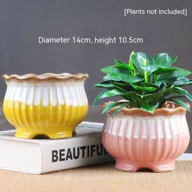 Succulent Bonsai Braised Purple Sand Simple Small Flower Pot (Option: 2 Army Green 2289-Ceramic Medium)