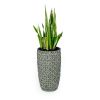 10.6" Self-watering Wicker Planter - Garden Decoration Pot - Gray - Round