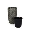 10.6" Self-watering Wicker Planter - Garden Decoration Pot - Gray - Round