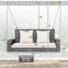 2-Person Patio PE Wicker Hanging Porch Swing Bench Chair Cushion 800 Pounds