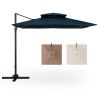 9.5 Feet Cantilever Patio Umbrella with 360° Rotation and Double Top