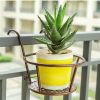 Hanging Railing Planters Flower Pot Holders Metal Planter Racks Fence Potted Stand Mounted Round Plant Baskets Container for Indoor Outdoor Use