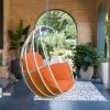 Aluminum Egg Chair; Hanging Swing Chair with Thickness Cushion for Indoor; Outdoor; Garden; Patio