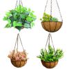 Planter Hangers Flower Plant Pot Metal Hanging Flower Basket with Coconut Coir Liner