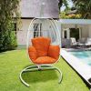 Indoor Outdoor Hanging Egg Swing Chair with Cushion and C Stand;  Egg Shaped Hanging Swing Chair;  Egg-Shaped Hammock Swing Chair Single Seat