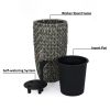 10.6" Self-watering Wicker Planter - Garden Decoration Pot - Gray - Round