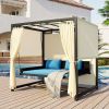 [VIDEO provided]U_Style 2-3 People Outdoor Swing Bed; Adjustable Curtains; Suitable For Balconies;  Gardens And Other Places