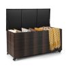 96 Gallon PE Wicker Outdoor Storage Box with 4 Wheels