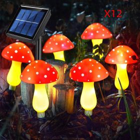 Plastics Solar Mushroom Night Light Outdoor Courtyard Garden Balcony Layout Lawn Waterproof Landscape Decoration Colorful Light (Option: D red x12)