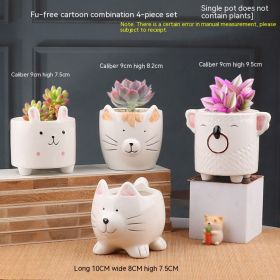 Succulent Bonsai Braised Purple Sand Simple Small Flower Pot (Option: Adorable Rabbit Cartoon Pots 4-Ceramic Medium)