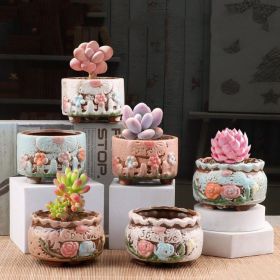 Succulent Bonsai Braised Purple Sand Simple Small Flower Pot (Option: Chocolate 053 Flower World 6-Ceramic Medium)